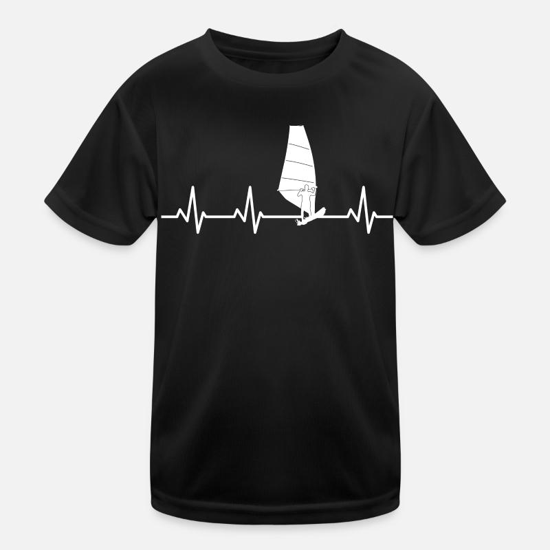 Windsurfing Herzschlag - Kinder Funktions-T-Shirt - Schwarz
