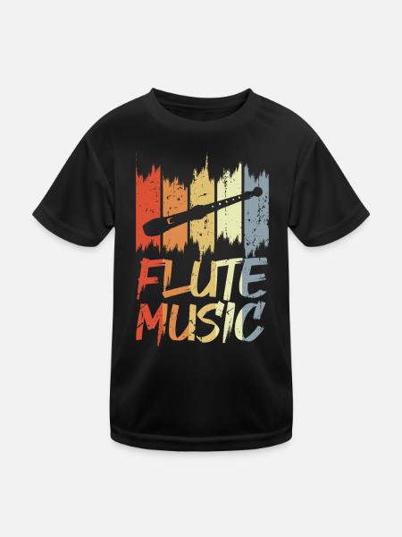 Vintage Flöte Musik - Kinder Funktions-T-Shirt - Schwarz - Vorne