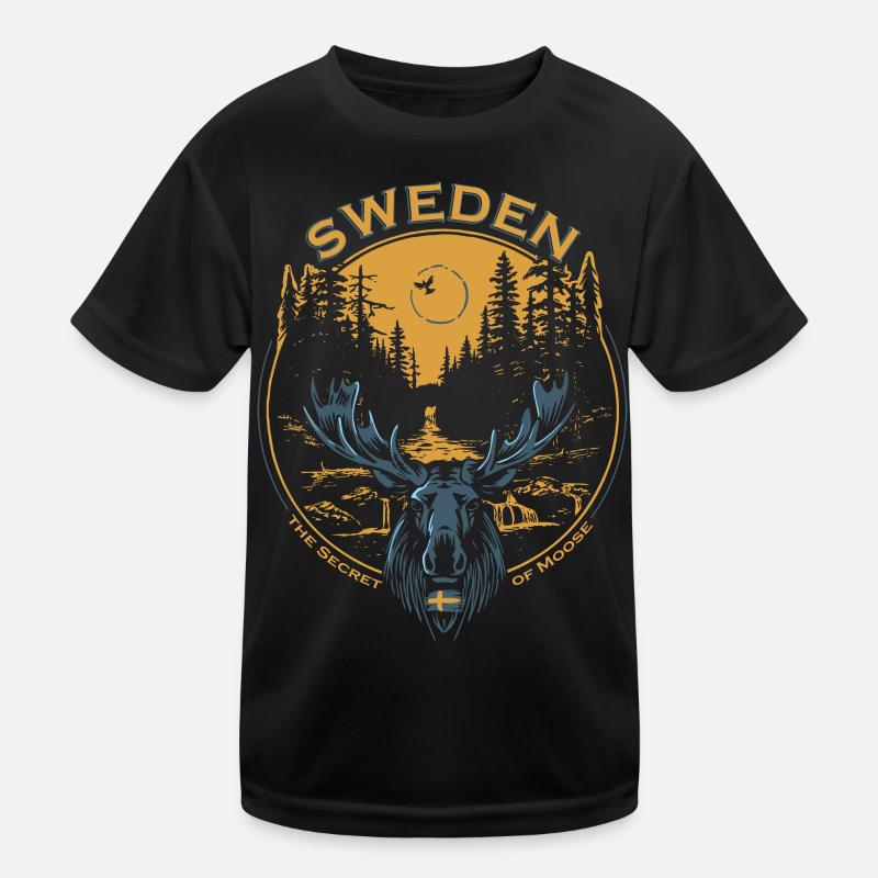 Sweden - Moose - Nature Kinder Funktions-T-Shirt