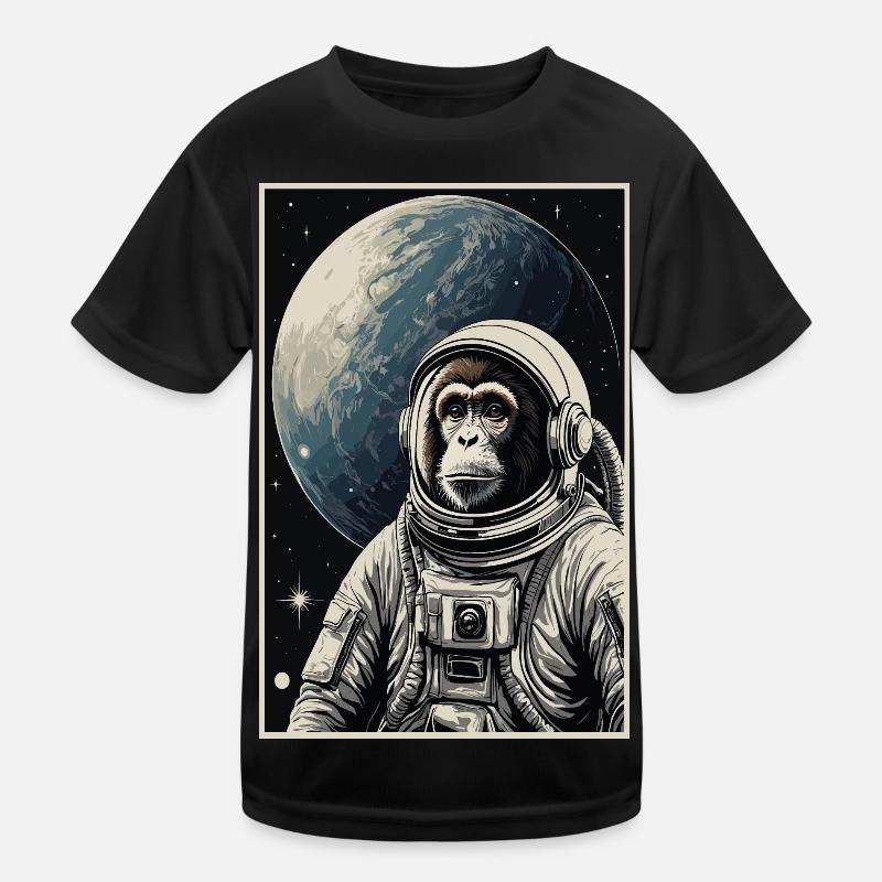 Astronaut Monkey - Kids Functional T-Shirt - black