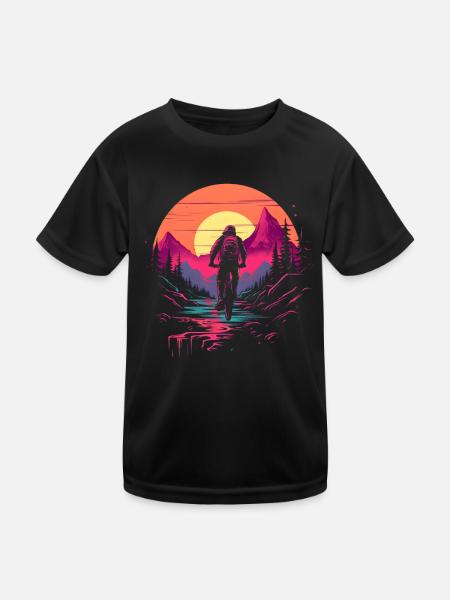 90er Mountainbike Liebhaber - Kinder Funktions-T-Shirt - Schwarz
