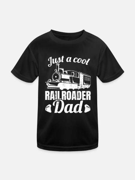 Eisenbahn Vater - Kinder Funktions-T-Shirt - Schwarz - Vorne