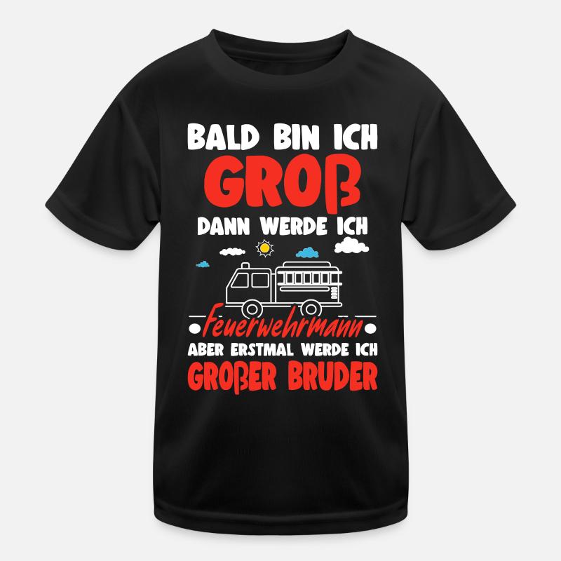 Nachwuchs Verkünden Werde Großer Bruder Feuerwehr Kinder Funktions-T-Shirt