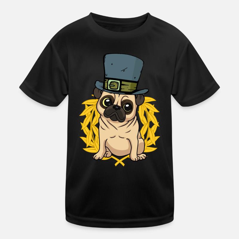 Dog Pug Hat Laurel Wreath Kids Functional T-Shirt