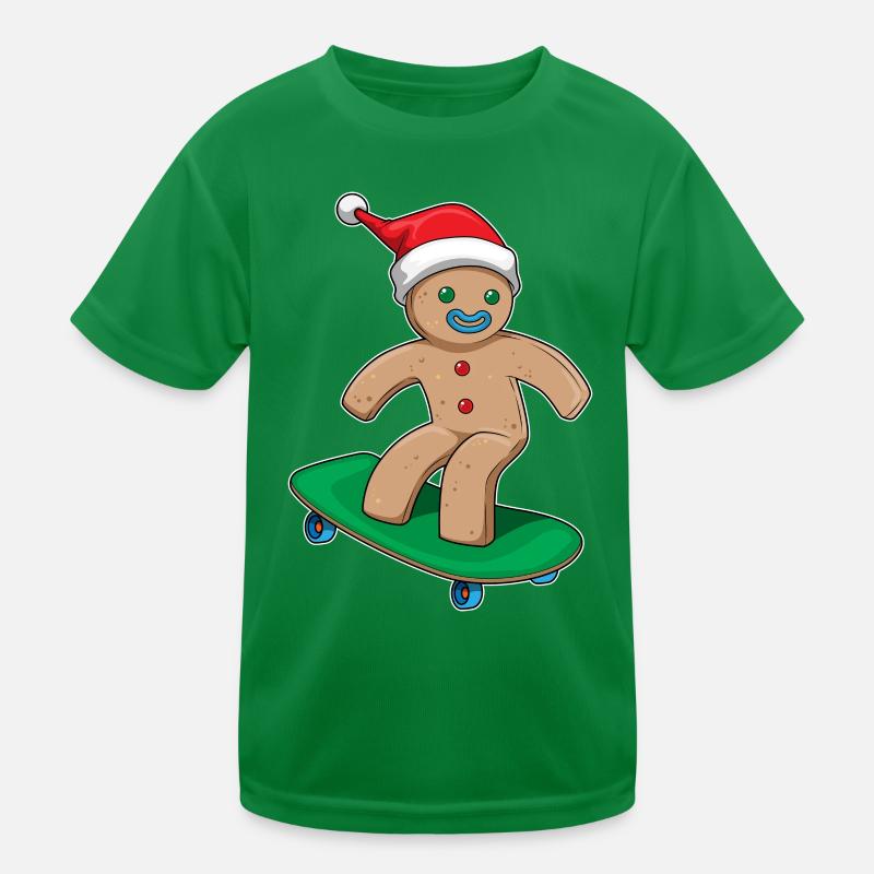 Skateboard de Noël Gingerbread Man T-shirt sport Enfant