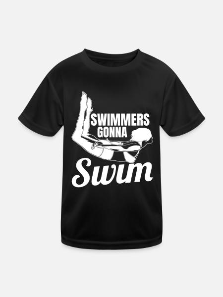 Weibliches Schwimmteam - Kinder Funktions-T-Shirt - Schwarz - Vorne