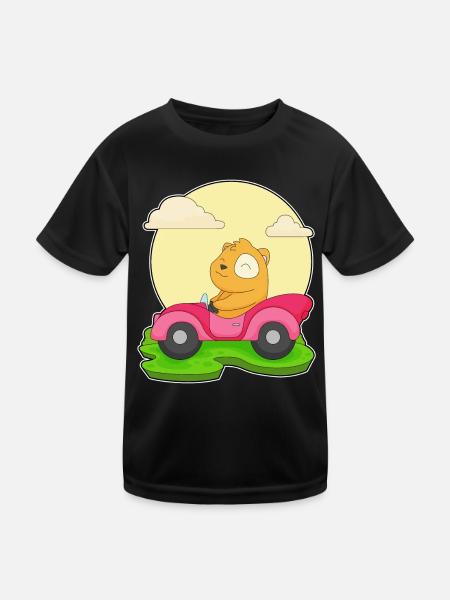 Hamster Auto - Kinder Funktions-T-Shirt - Schwarz - Vorne