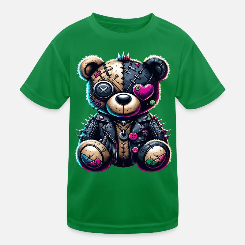 Punk Emo Plush Teddy Bear Kids Functional T-Shirt