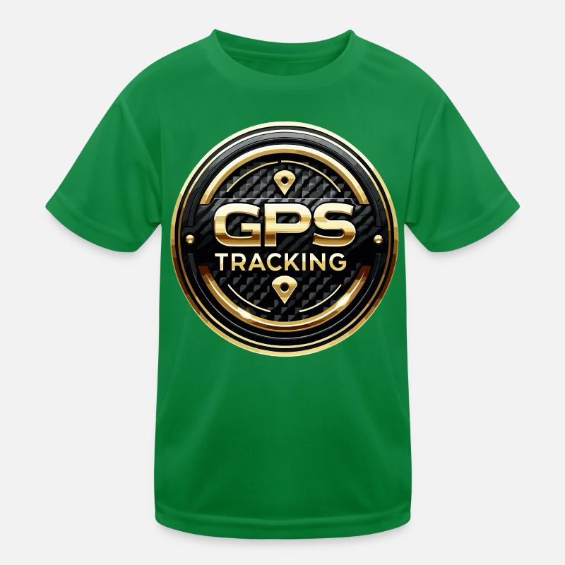 GPS-Tracking Carbon Gold Warnaufkleber Kinder Funktions-T-Shirt