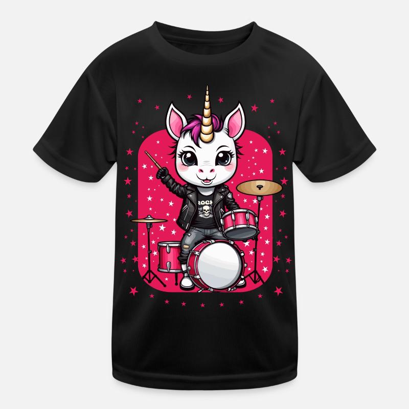 Punk Rock Einhorn Kinder Funktions-T-Shirt
