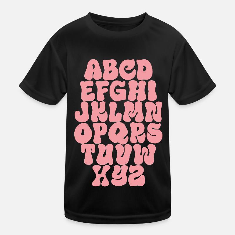 Buchstaben ABC Alphabet - Kinder Funktions-T-Shirt - Schwarz