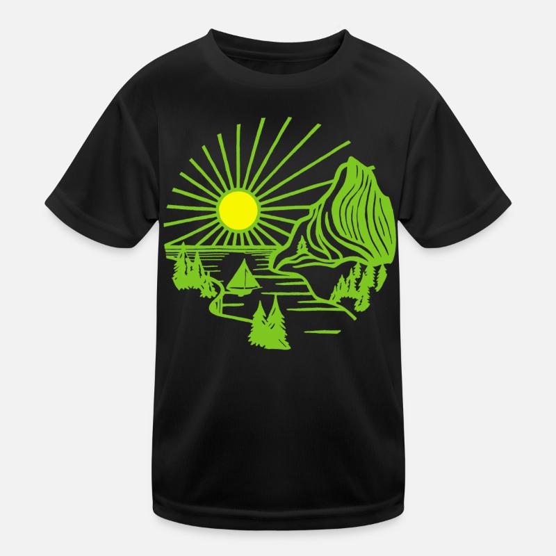 Urlaubslandschaft (Grün) Kinder Funktions-T-Shirt