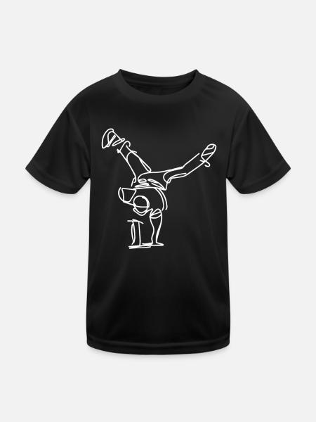 Breakdancer Zeichnung - Kinder Funktions-T-Shirt - Schwarz - Vorne