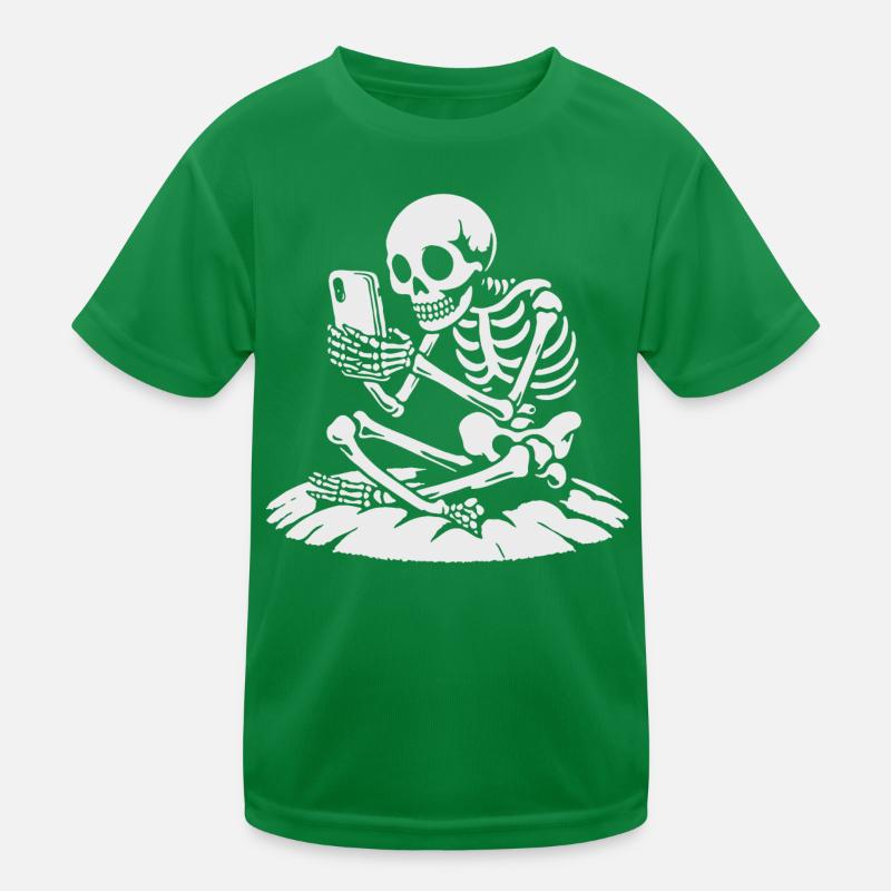 Skelett Selfie im Mondlicht Kinder Funktions-T-Shirt