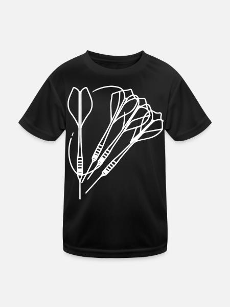 Dartpfeile Zeichnung - Kinder Funktions-T-Shirt - Schwarz - Vorne
