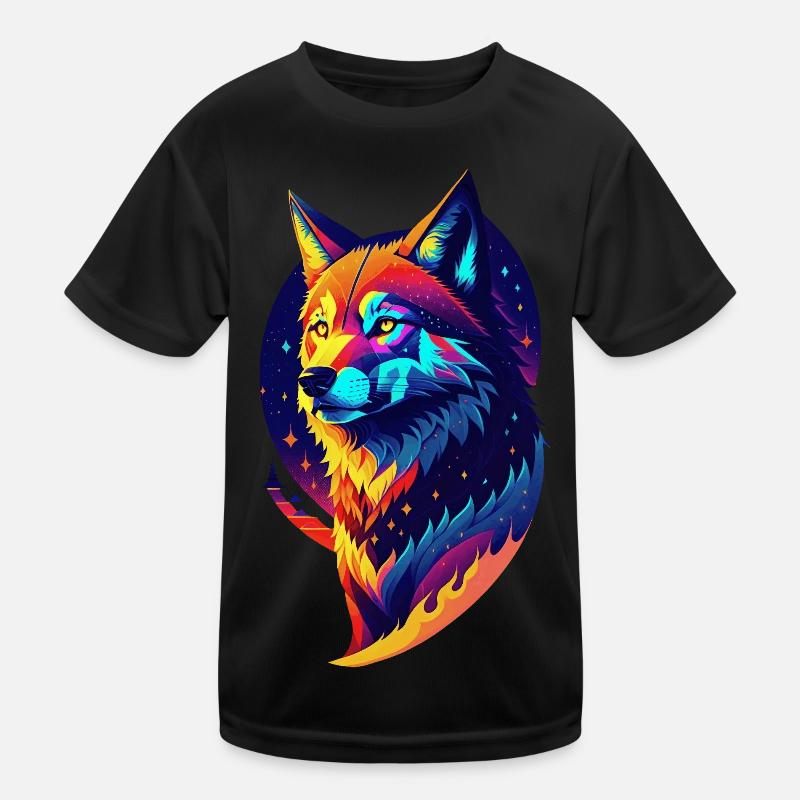 Loup dans la nuit - Décor Multicolore T-shirt sport Enfant