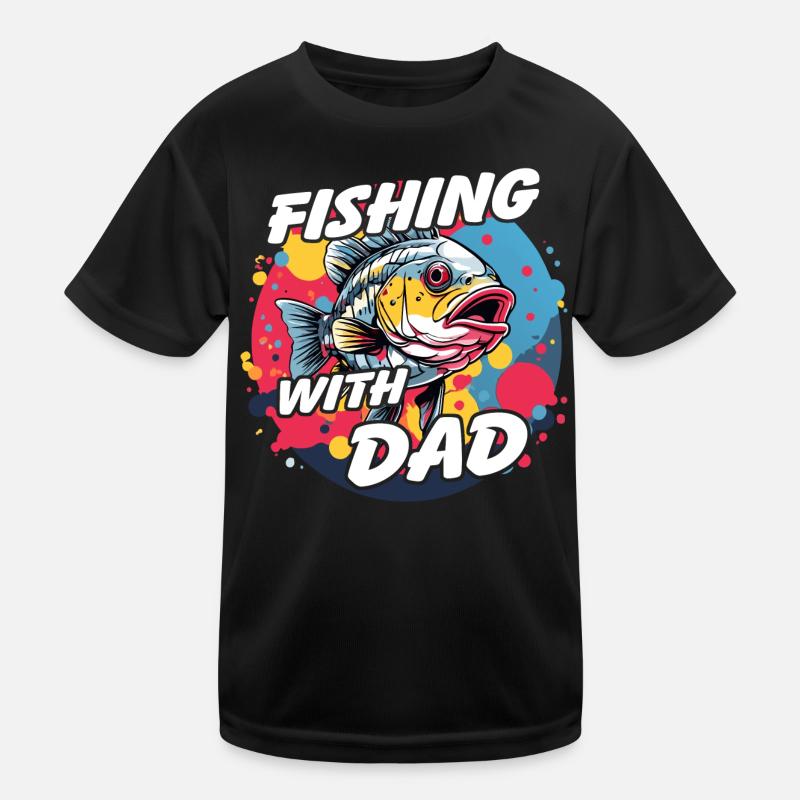 Pêche avec papa avec un design de poisson coloré T-shirt sport Enfant