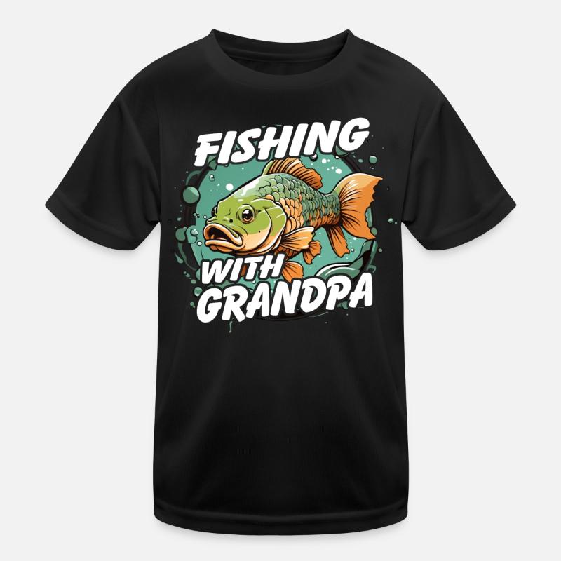 Pêche avec papa avec un design de poisson coloré T-shirt sport Enfant