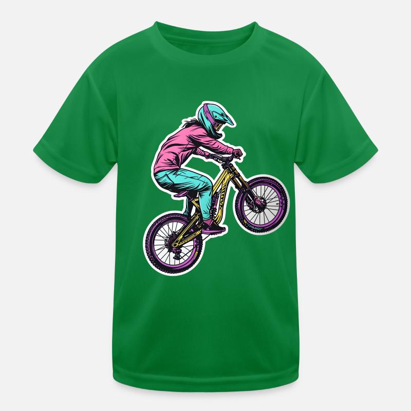 Mountainbikerin Kinder Funktions-T-Shirt