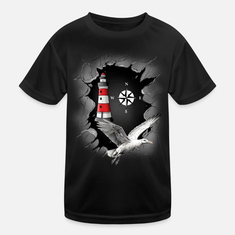 Möwe Leuchtturm Kompass maritim Ahoi Kinder Funktions-T-Shirt