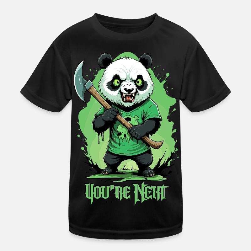 Zombie Panda - Kinder Funktions-T-Shirt - Schwarz