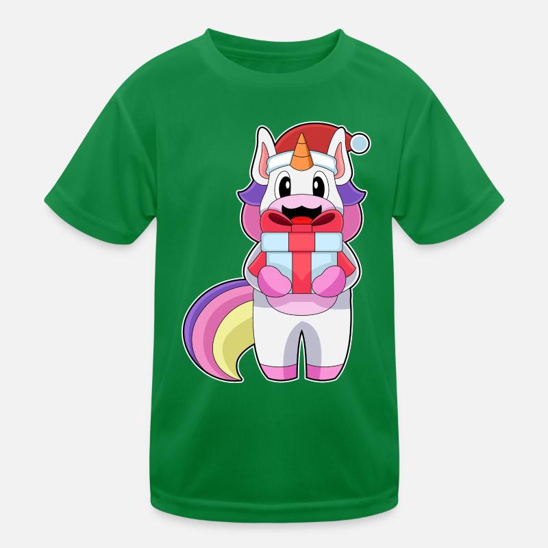 Unicorn Christmas Package Kids Functional T-Shirt