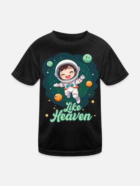 Like Heaven - Astronaut - Kinder Funktions-T-Shirt - Schwarz - Vorne