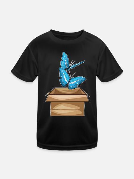 Schmetterling Karton - Kinder Funktions-T-Shirt - Schwarz - Vorne