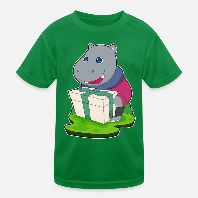 Nilpferd Weihnachten Paket Kinder Funktions-T-Shirt