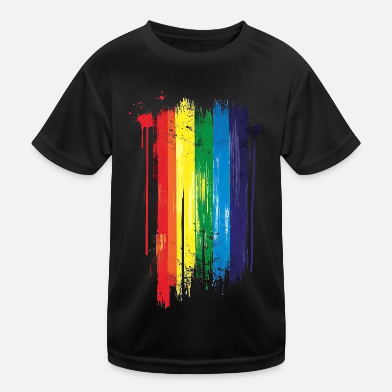 Subtle and Cool Dripping Pride Flag Rainbow Design Kids Functional T-Shirt