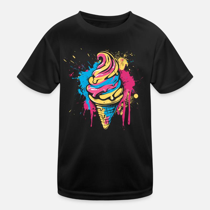Cornet de crème glacée Éclaboussures de couleur T-shirt sport Enfant