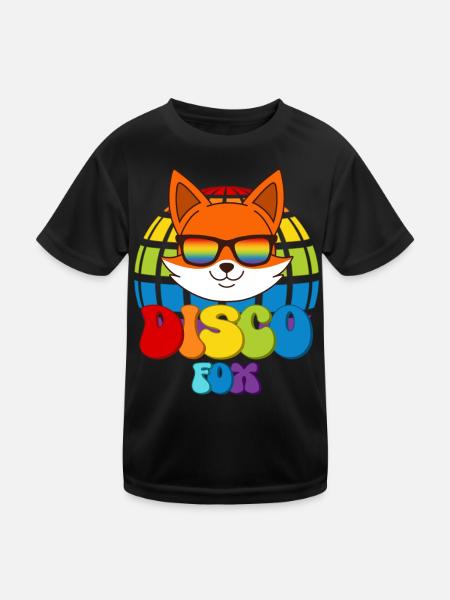 Disco Fox Disco Ball Fox Sunglasses Discofox - Kids Functional T-Shirt - black - Front