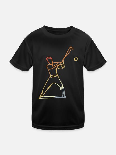 Vintage Baseball Spieler - Kinder Funktions-T-Shirt - Schwarz - Vorne