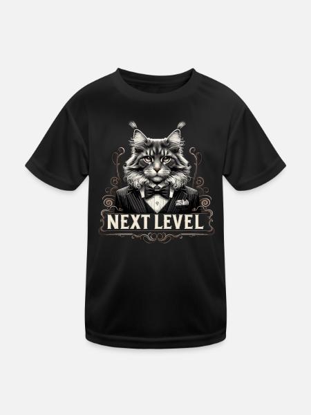 Maine Coon Cat Next Level Suit Success Gift - Kids Functional T-Shirt - black - Front