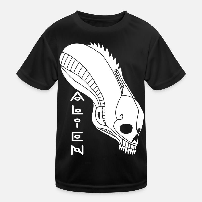 White Alien Skull - Kids Functional T-Shirt - black