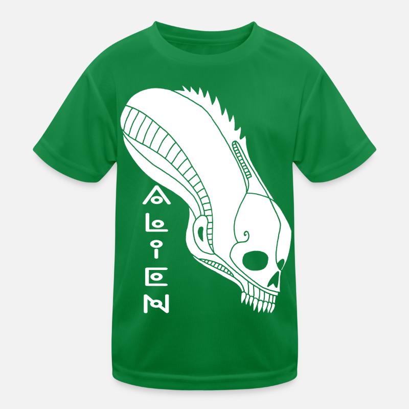 Weißer Alien-Schädel Kinder Funktions-T-Shirt