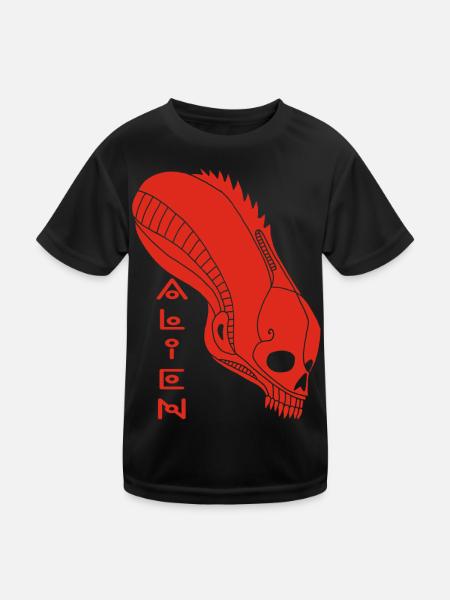 Red Alien Skull - Kids Functional T-Shirt - black - Front