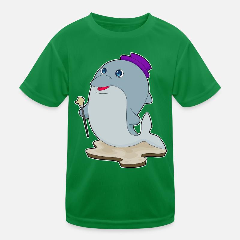 Dolphin Pensioner Walking Stick Kids Functional T-Shirt