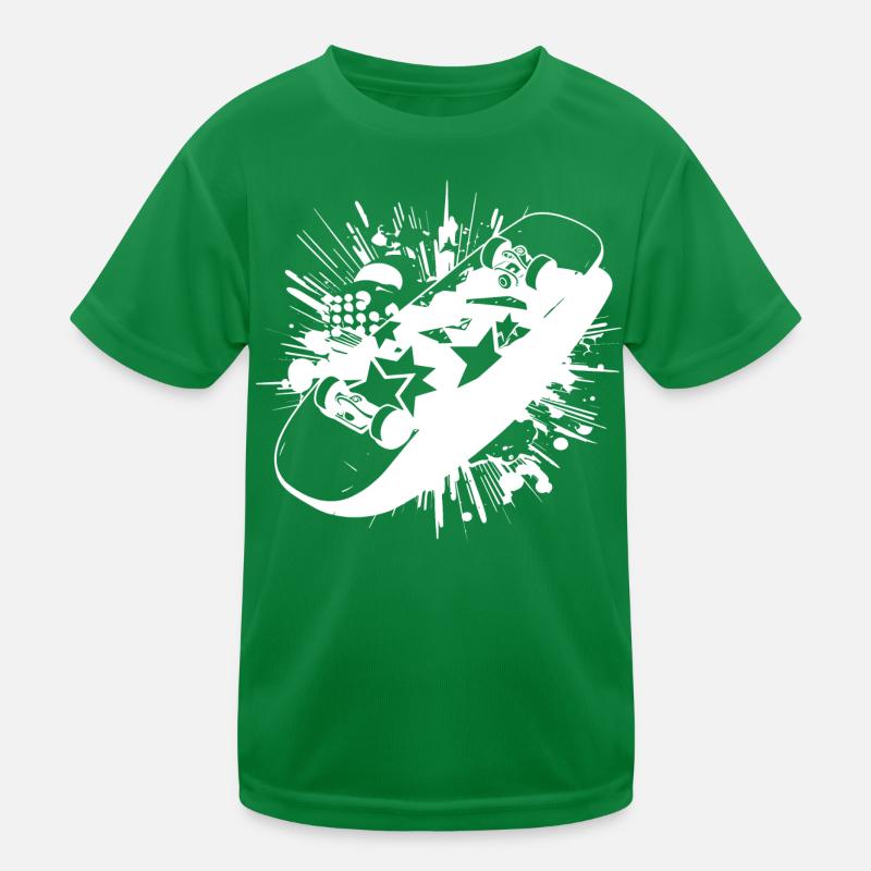 Skateboard Farbklecks Kinder Funktions-T-Shirt