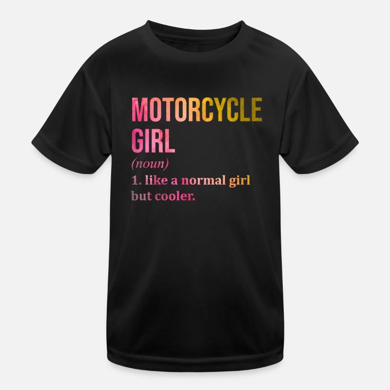 Motorrad - Kinder Funktions-T-Shirt - Schwarz