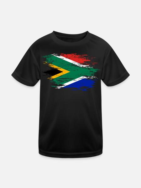 Südafrika Flagge used - Kinder Funktions-T-Shirt - Schwarz - Vorne