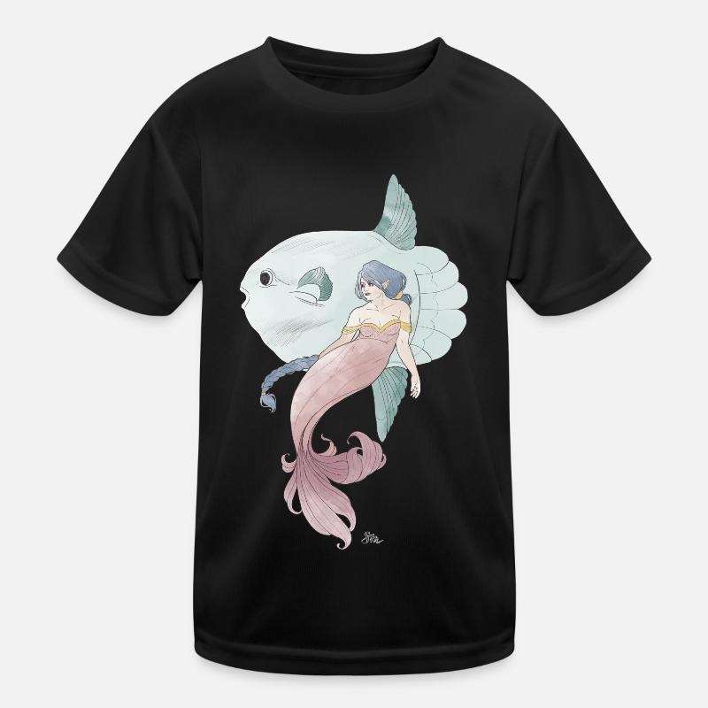 Amis de la mer – Sirène avec poisson-lun T-shirt sport Enfant