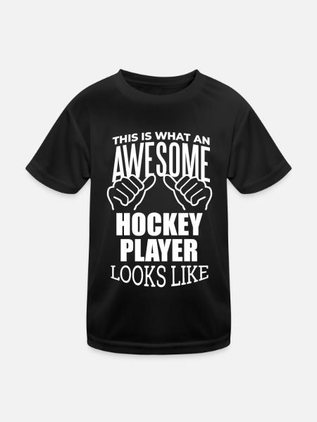 Hockey Hockey Hockey - Kinder Funktions-T-Shirt - Schwarz - Vorne