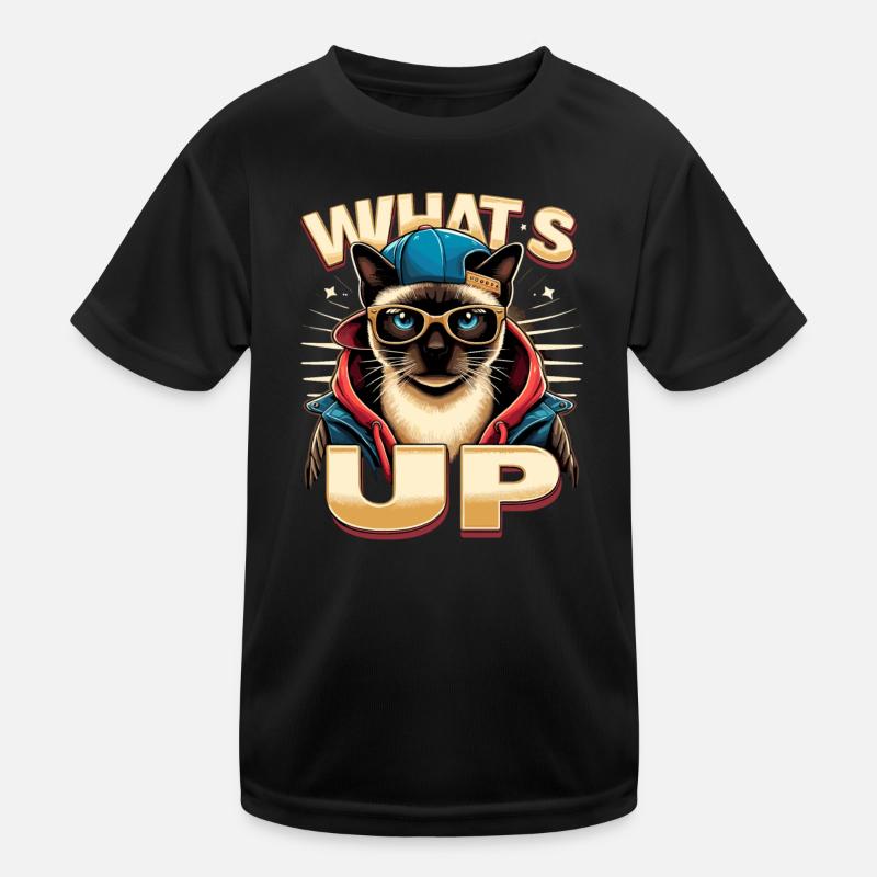 Siamese Cat Whats Up Design Kids Functional T-Shirt