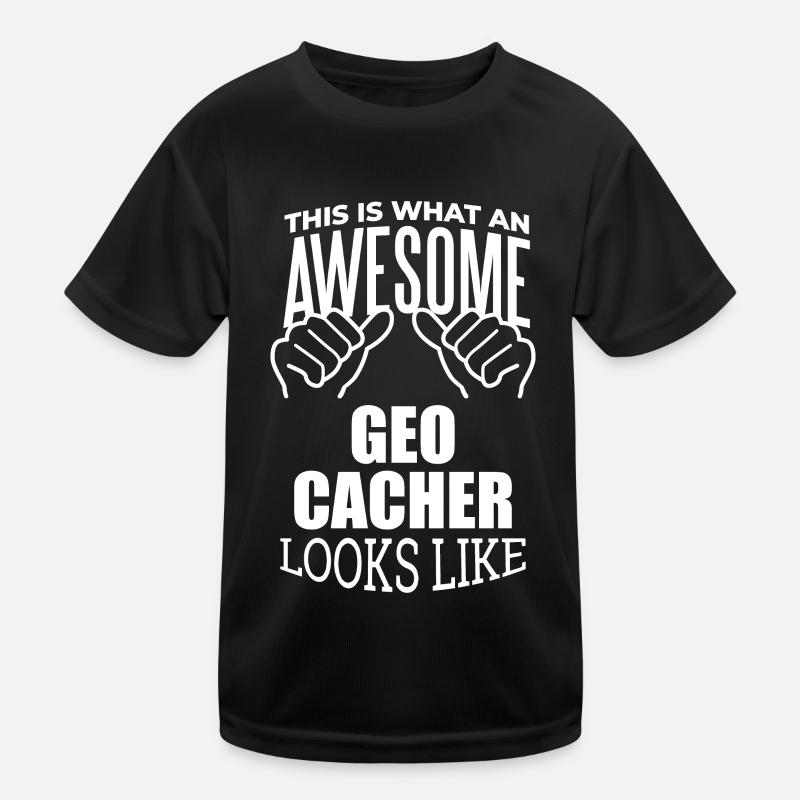 Geocaching - Kinder Funktions-T-Shirt - Schwarz