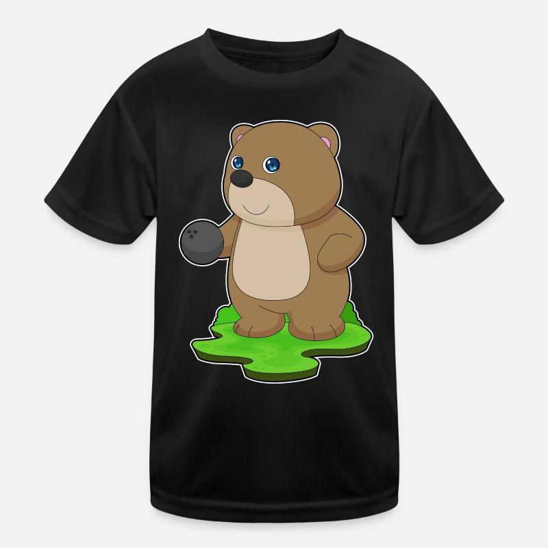 Bär Bowling Bowlingkugel - Kinder Funktions-T-Shirt - Schwarz