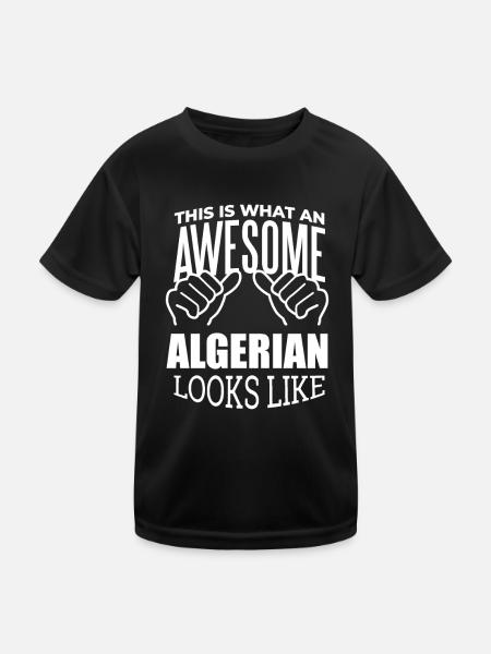 Algerien, Algerien Algerien - Kinder Funktions-T-Shirt - Schwarz - Vorne