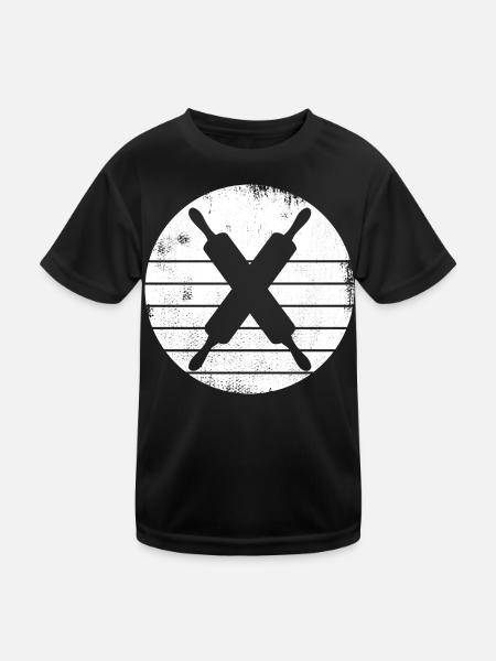 Rolling pin - Kids Functional T-Shirt - black - Front