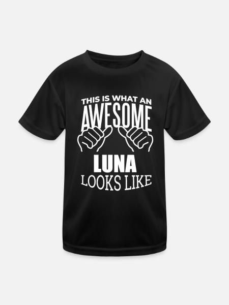 Luna Luna Luna - Kinder Funktions-T-Shirt - Schwarz - Vorne