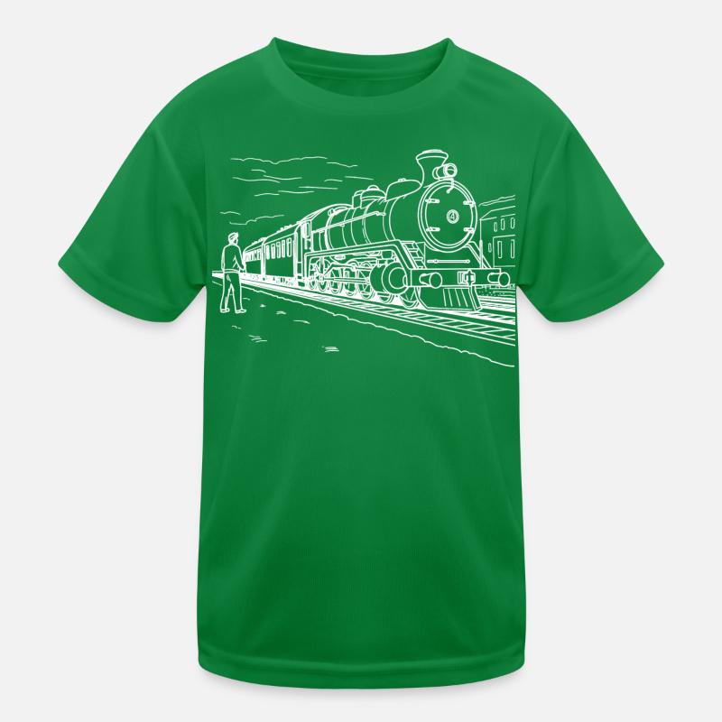 Train Lover Drawing Kids Functional T-Shirt